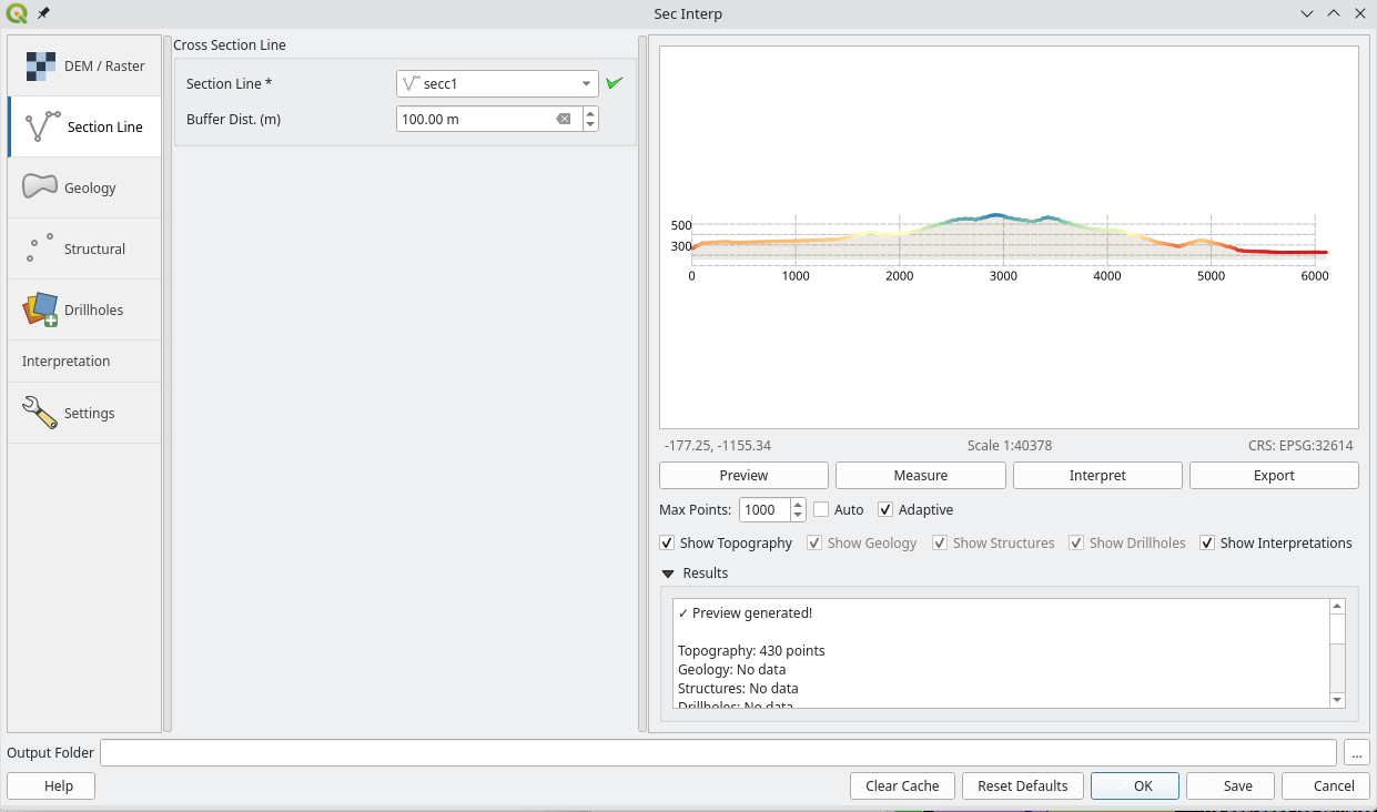 Profile DEM Section Preview