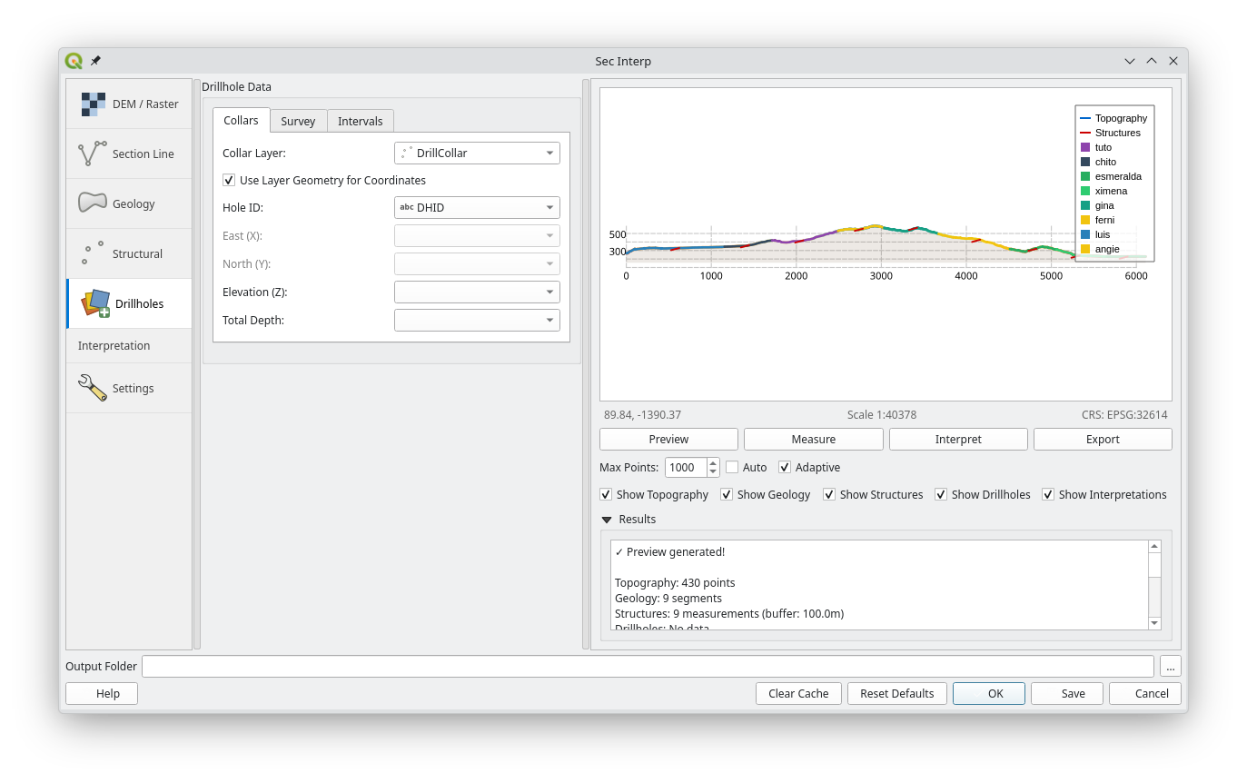 Drillhole Collars configuration