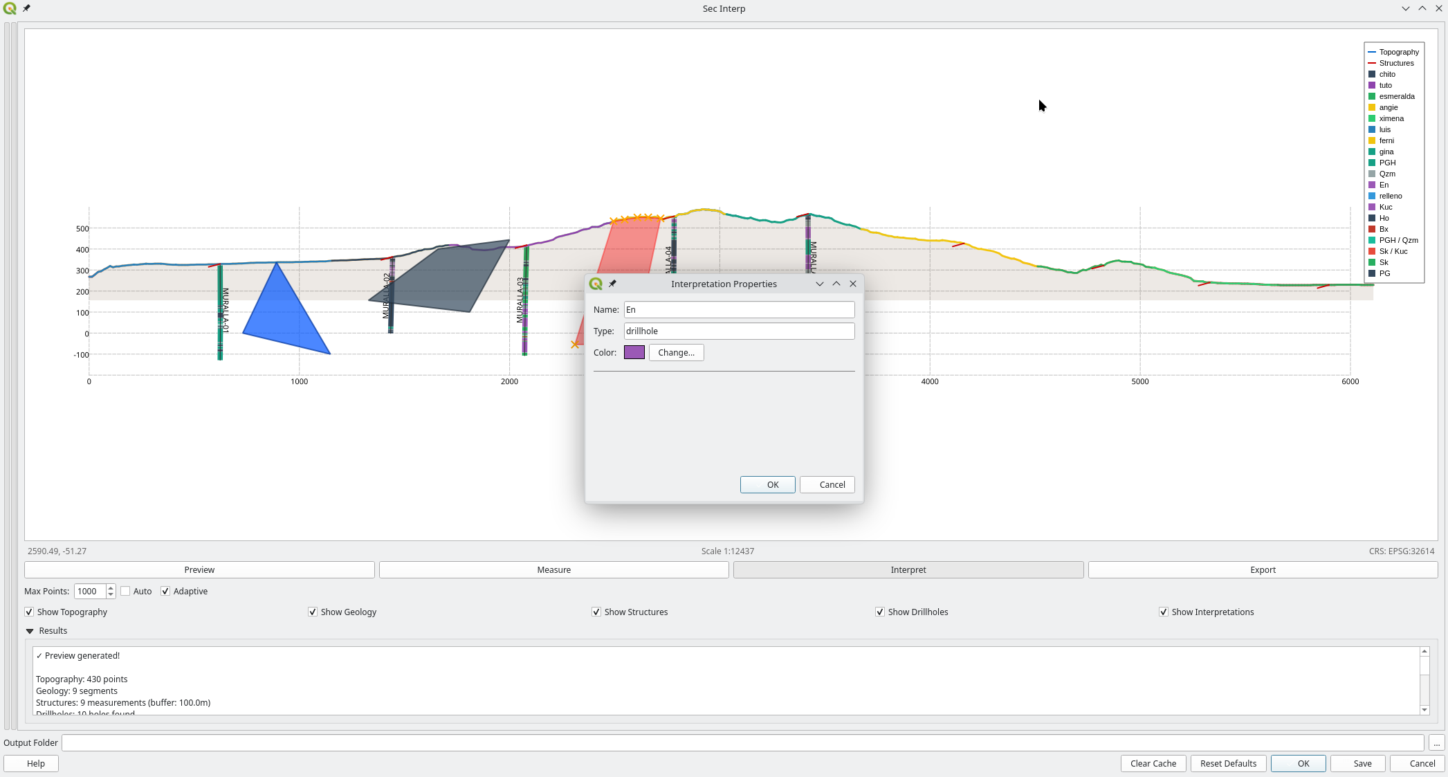 Digitizing a new geological unit using the Interpretation Tool - Step 2